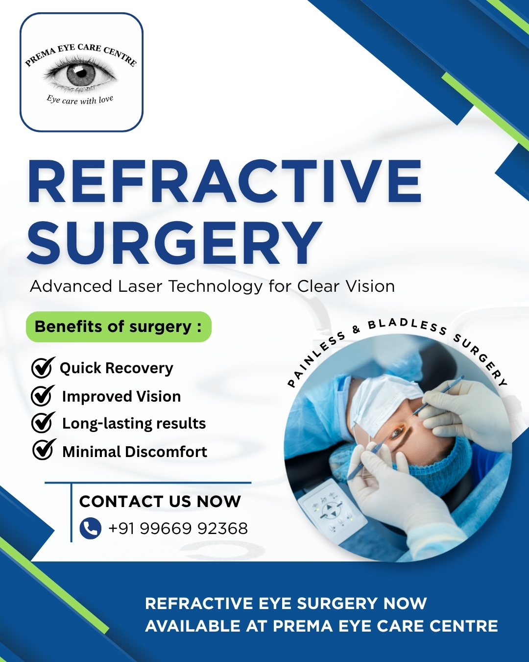 Refractive surgery services at Prema Eye Care Centre